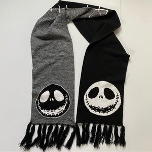 Nightmare Before Christmas Scarf Disney Jack Skellington 67” Black Gray Fringe